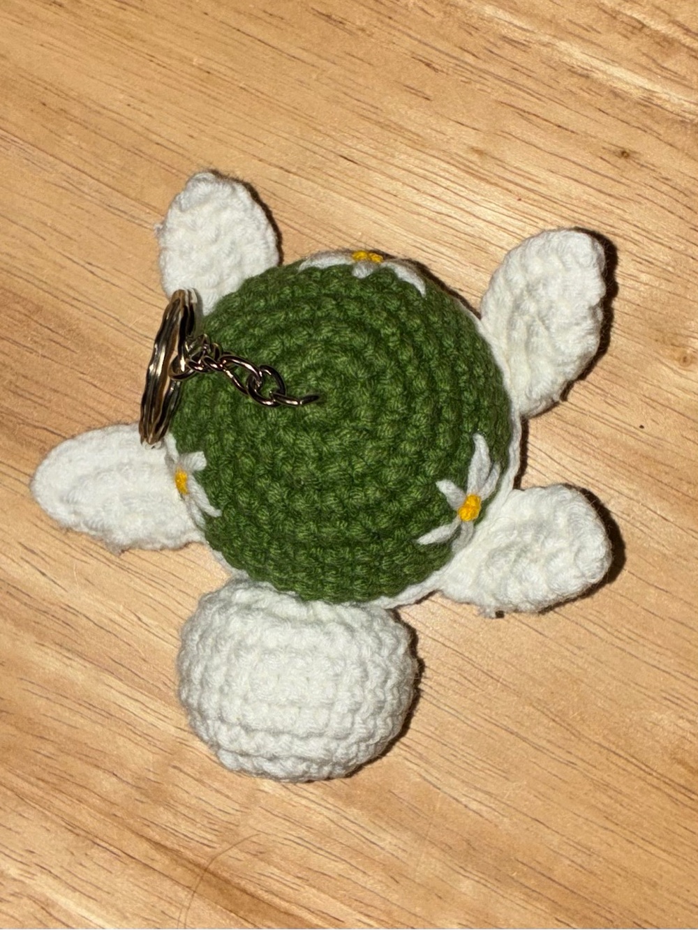 Crocheted Turtle Pet Toy Keychain - Green & White